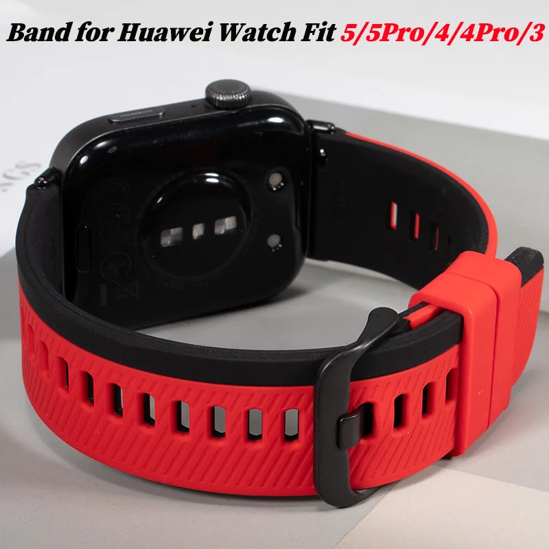 Sportliches Zweifarbiges Silikonarmband für Huawei Watch Fit 5 Fit5Pro Uhrenband für Huawei Fit 3 4 Fit4 Pro Armband Zubehör
