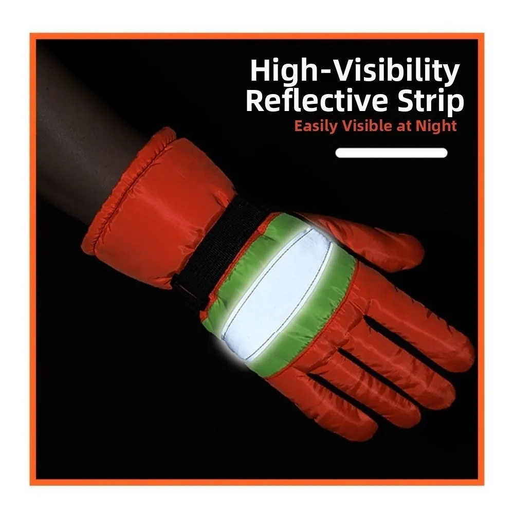Reflective Sanitation Worker Gloves Touchscreen Waterproof Work Protective Gloves Cold Proof Wear-resistant Winter Warm Gloves