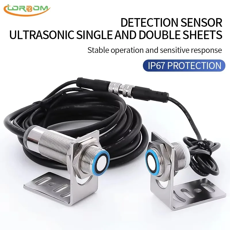 High Precision Double Sheet 2022 Ultrasonic Sensor for Paper Sheets Model LGSZ-18GM-200-3E1 10-30VDC Plug-in