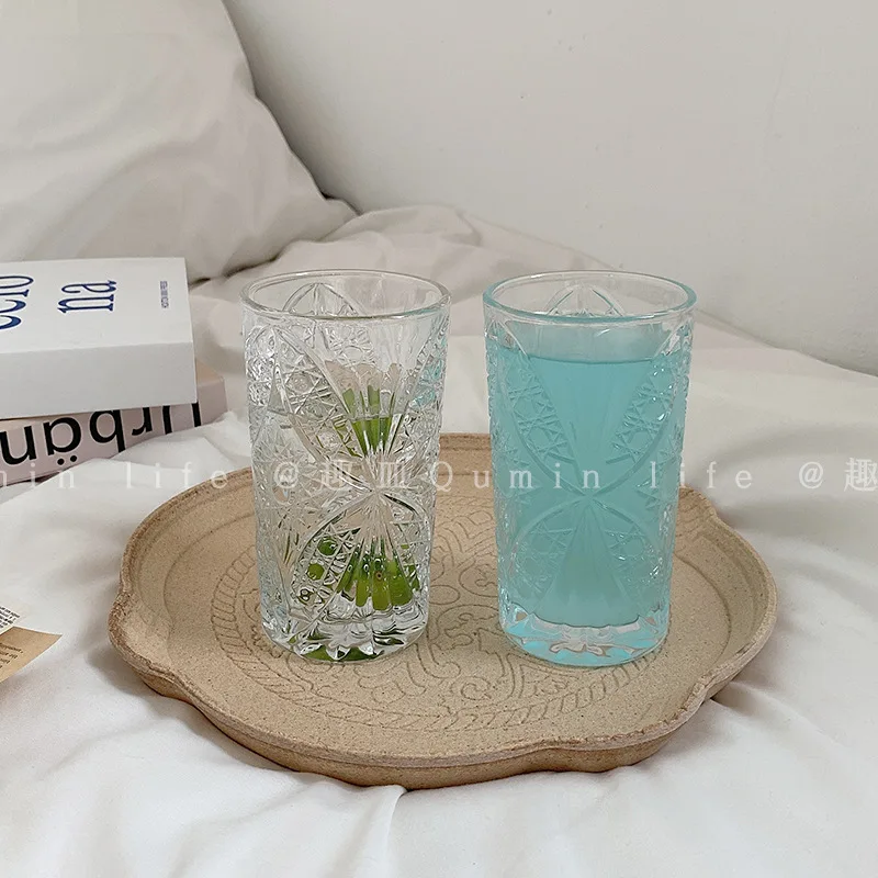 Butterfly Glass Cup Creative High Appearance Level Home Dormitory Glass Water Milk Glass Engraved Drink Juice Glasses Bottle