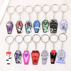 1Pc Halloween Woman Keychain Punk Acrylic Car Mirror Keyring Handbag Moth Coffin Girl Birthday Gift