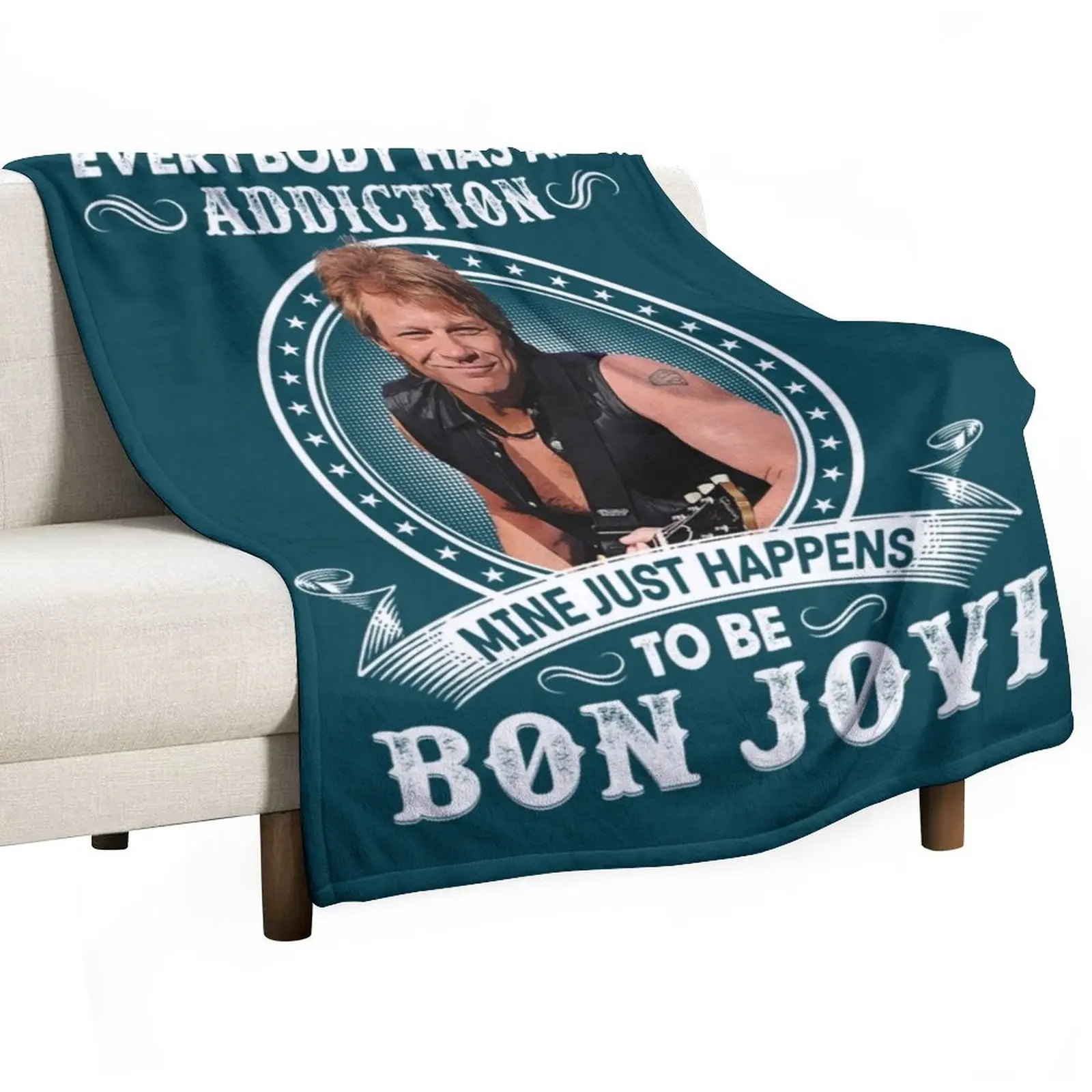 Everybody Has An Addiction Mine Just Happens To Be Jovi Rock Throw Blanket Nap Sofa Quilt Blankets