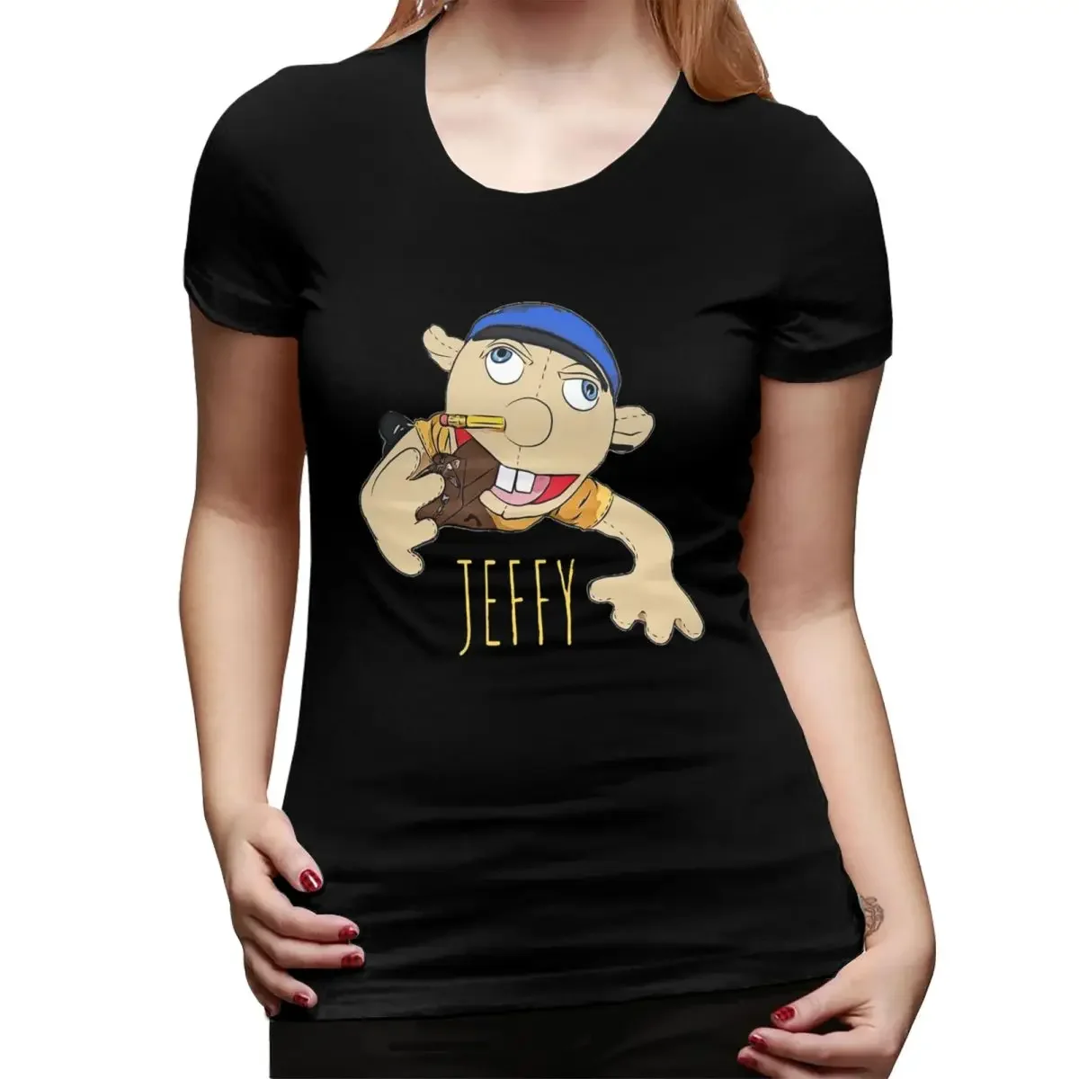 Jeffy, el títere, ¡muy vendido! Camiseta para mujer, cuello redondo, estilo urbano, camisetas para mujer, ropa corta de verano, tops