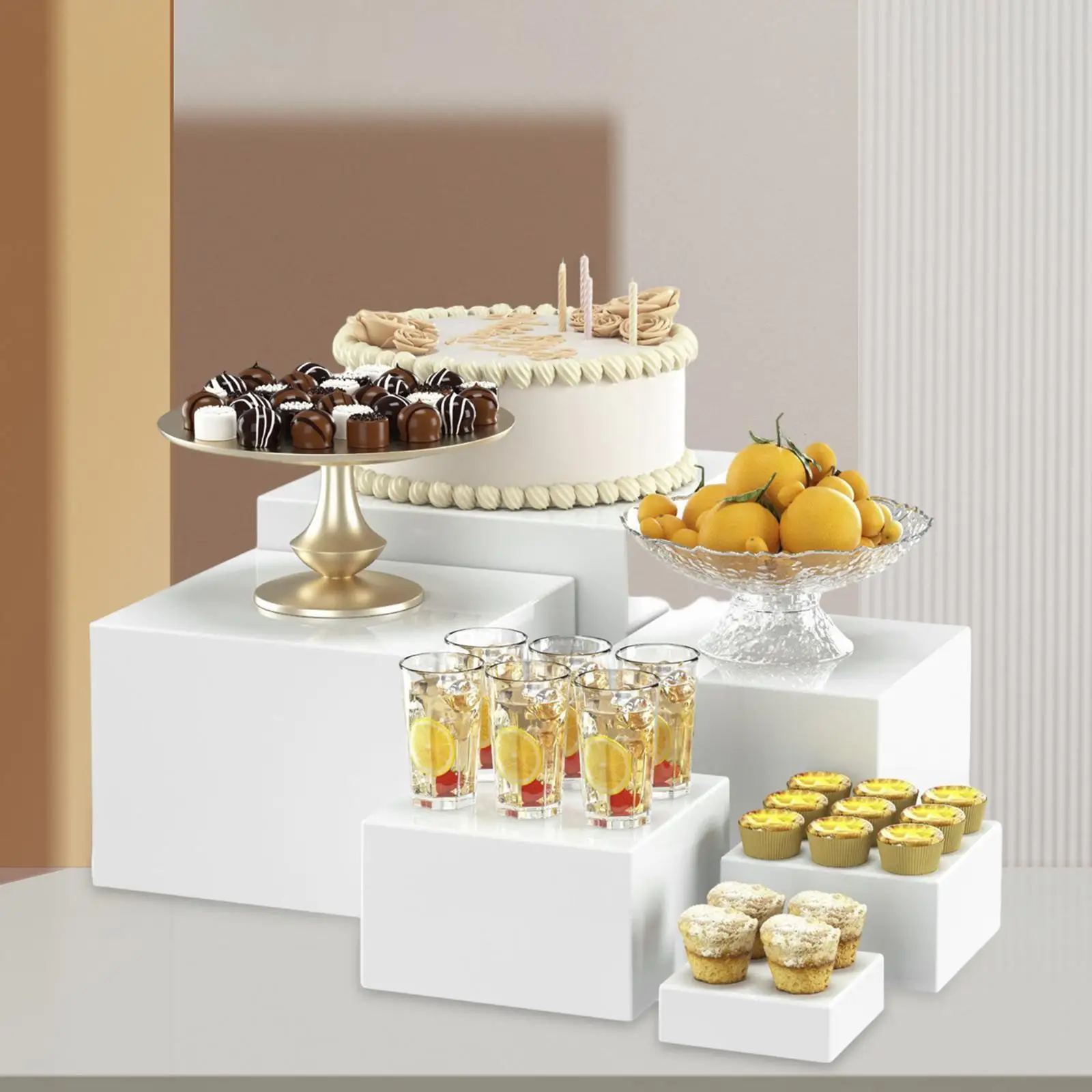 5Pcs Buffet Riser Dessert Table Display for Birthday Party Brunch Cupcake