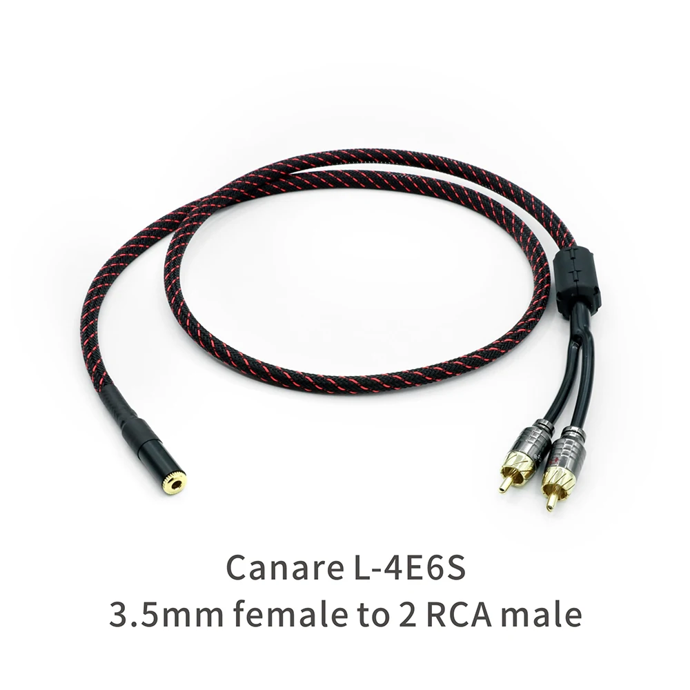 

Hifi 3.5MM To 2RCA Female Audio Cable Canare L-4E6S PC Mobilephone Amplifier Interconnect 3.5 Male Right Angle To Dual RCA Cord