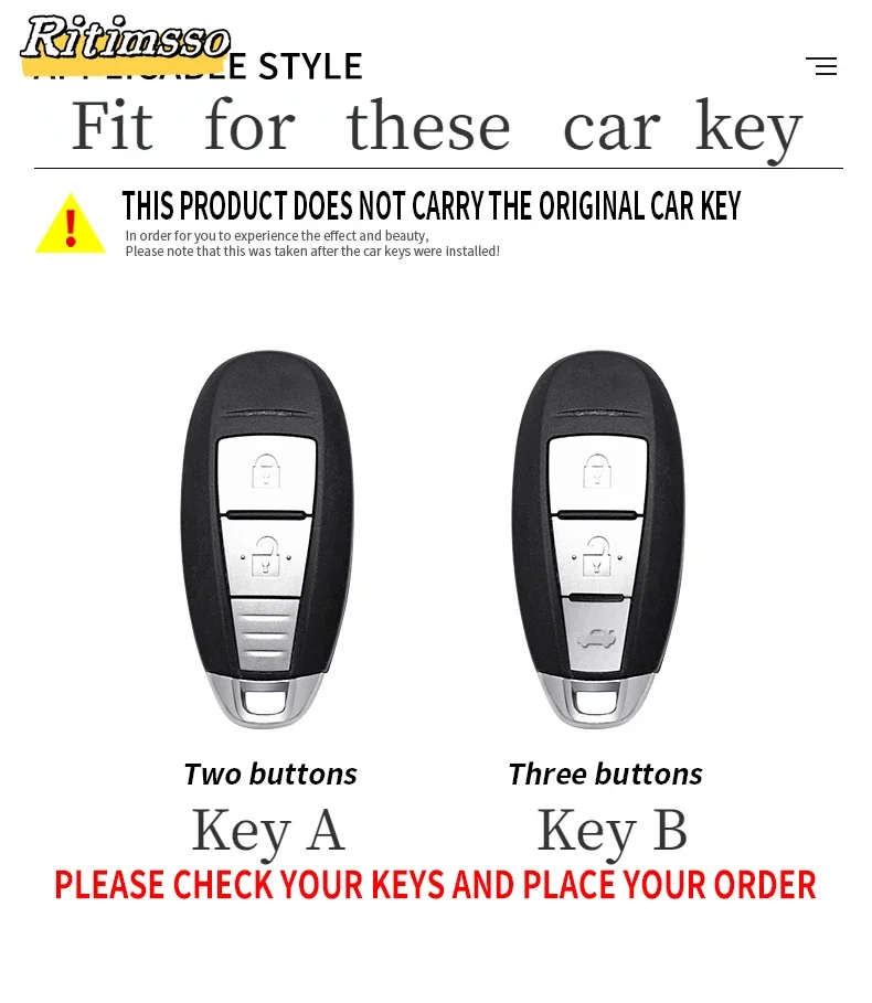 Zinc Alloy+TPU Car Key Case Cover for Suzuki Vitara Swift Ignis Kizashi SX4 Baleno Ertiga Ciaz 2 3 Buttons Auto Car Accessories