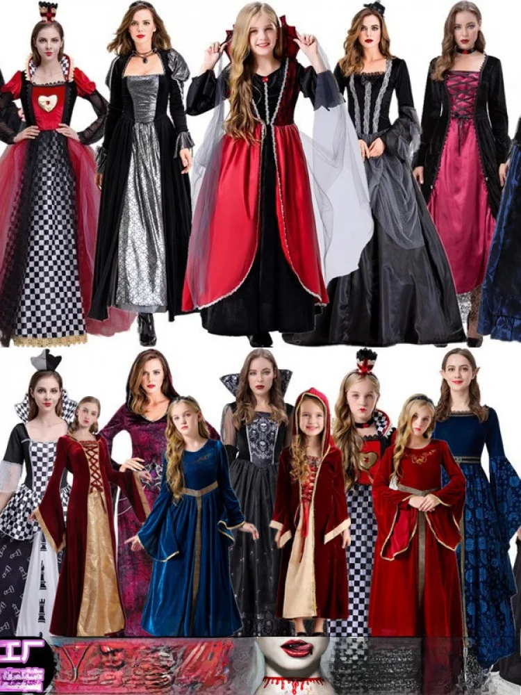 

loween Medieval Court Long Dr Princ Sle Cosplay Gown Lady Queen Formal Wear Polyester Material Women's Faion