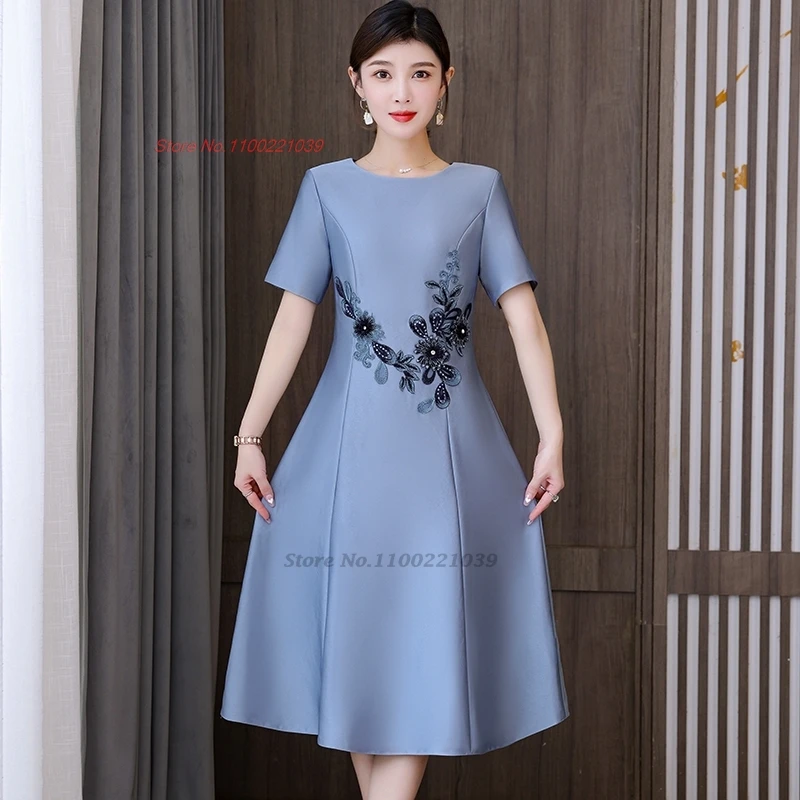 

2024 traditional chinese vintage dress improved wedding cheongsam national flower embroidery a-line dress banquet evening dress