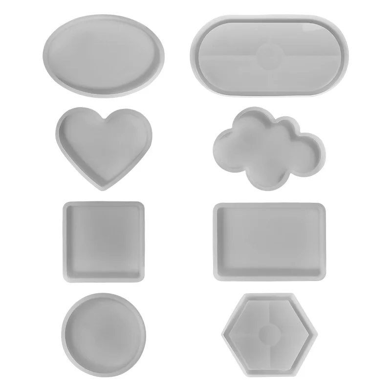 Cloud Heart Shape Coaster Tray Crystal Epoxy Silicone Mold Oval Rectangular Plate Gypsum Storage Decor Resin Casting Molds