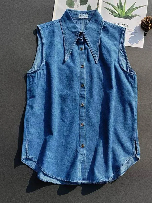 

Женский джинсовый жилет из мягкого выцветшего денима в стиле ретро, базовый слой, внутренняя одежда, корейский стиль, прямой крой, чистый хлопок, весна...