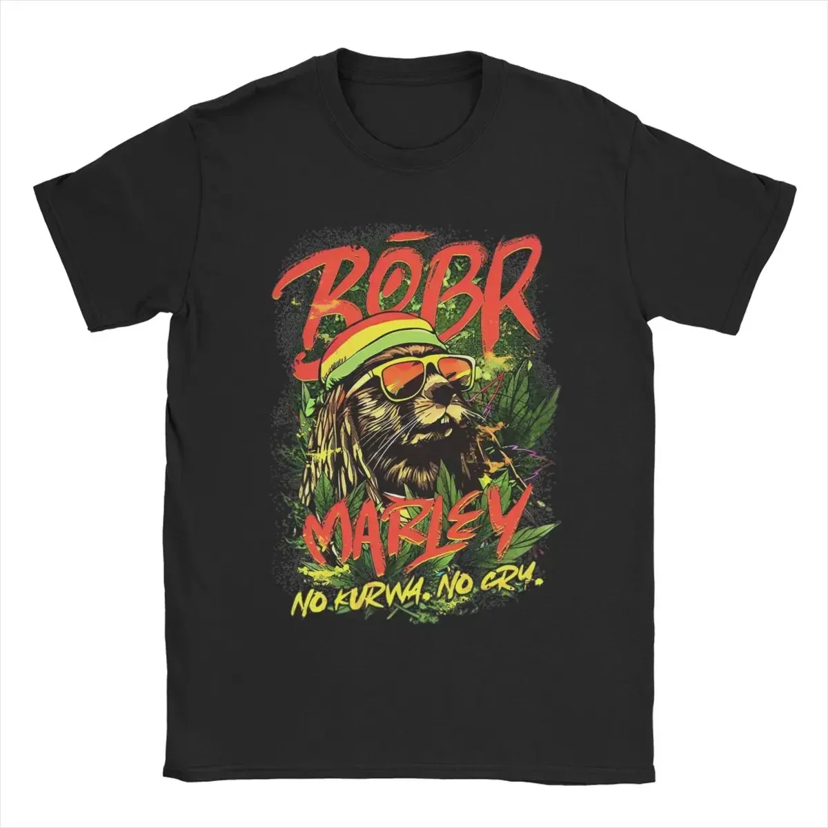 Cotton T Shirt Short Sleeve Tees Plus Size Novelty Bobr Marley No Kurwa No Cry Kurwa Bober Beaver Boberek T-Shirts for Men 2024