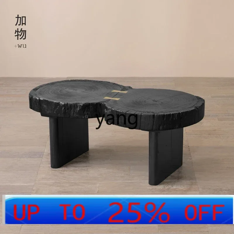 

LTT stump splicing round cake coffee table, wabi sandy wind log coffee table designer furniture