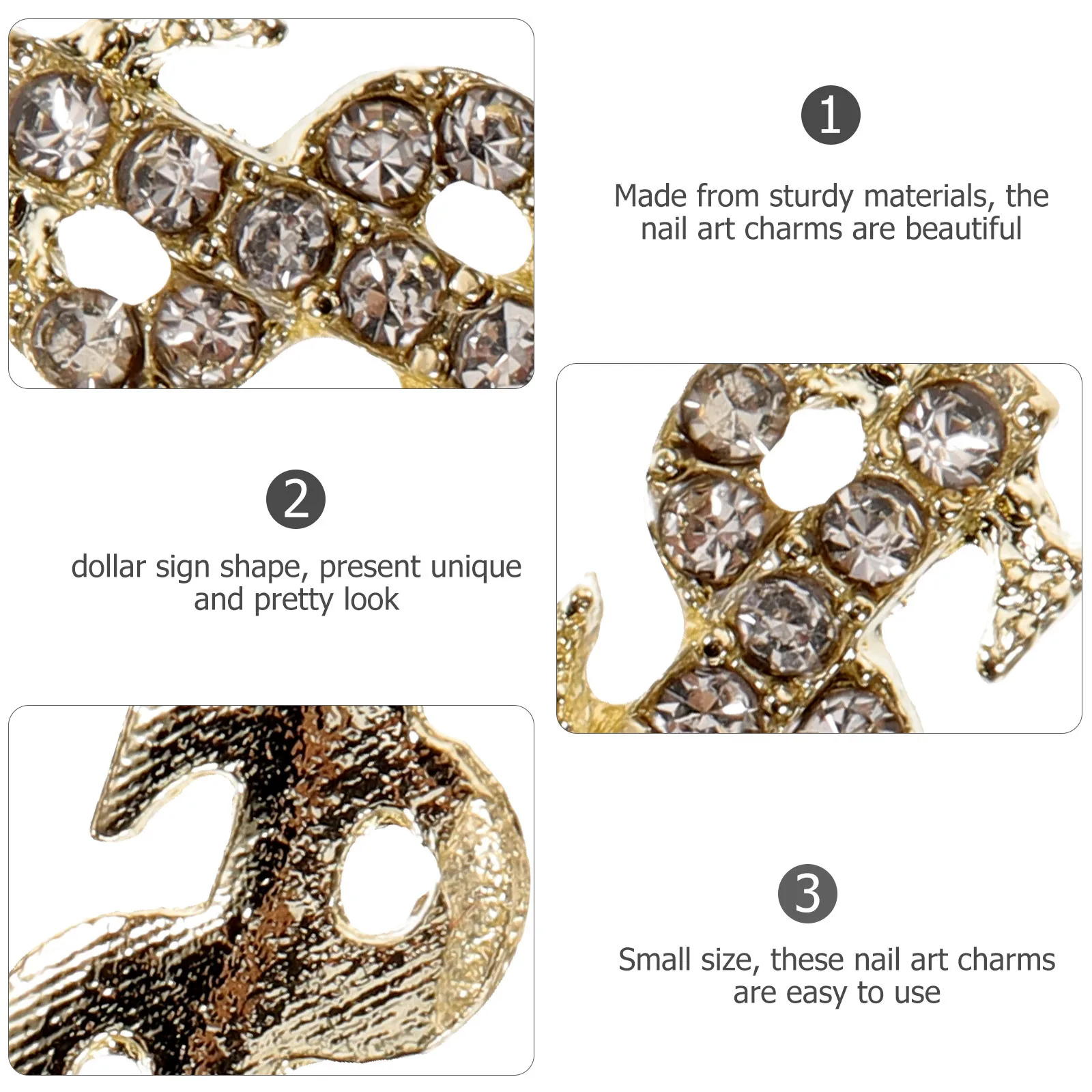 

20Pcs Dollar Sign Nail Charms Metal Manicure Decorations Small Cute Nail Art Supplies Women Nails Accessories Metal Charms