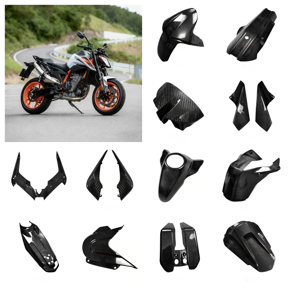 OEM 3K 100% Dry Carbon Fiber Motorcycle Seat Bottom Plate for DUKE 790 890 2017-2023 Carbon Fiber Fairing Kit Accessories