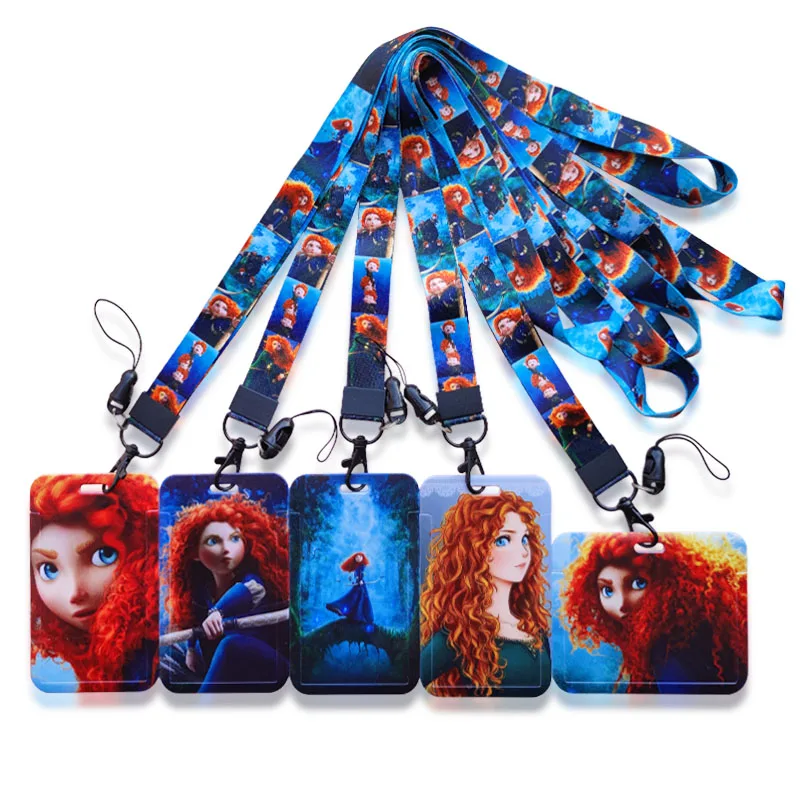 Disney Brave Women Card Holder Lanyards Girls Neck Strap Credit Card Case Boys ID Badge Holder Credentials Retractable Clip