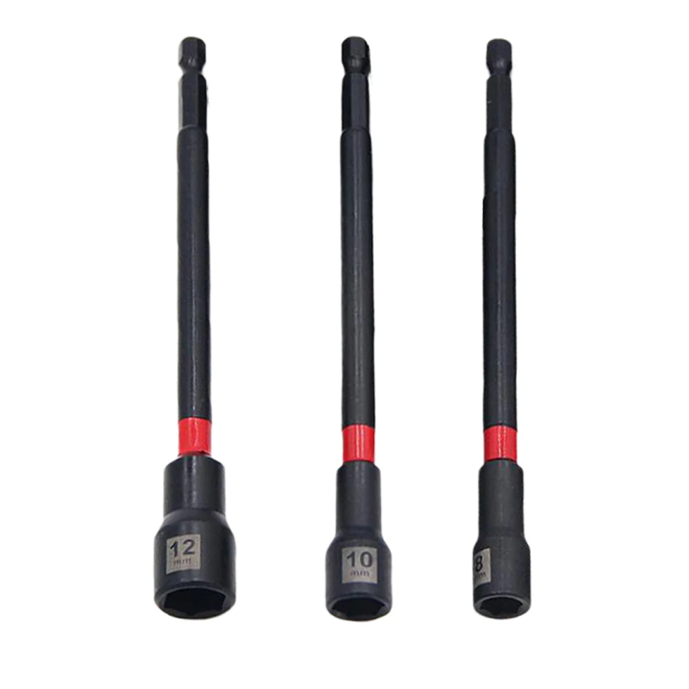 3X 6 Inch Magnetic Long Nut Driver For Impact Drill Hex Socket Adapter 8/10/12mm Screwdrivers Socket Wrenches Versatile Tool Set