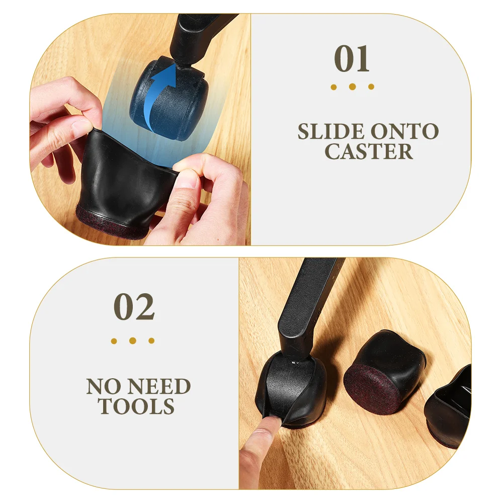 5 Pcs Caster Cover Dining Chair Slider for Hardwood Floors Protector Casters Rolling Cups Tpe Office Wheel Stopper Sliders