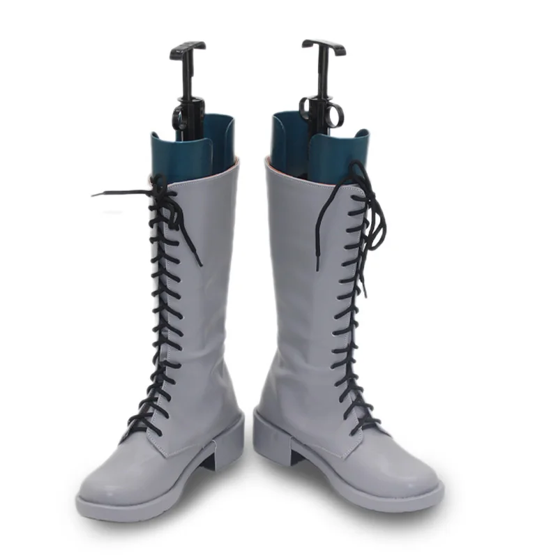 MetalGear Solid Delta Snake Eater The Boss Mercury Lady Voyevoda Cosplay Shoes Gray Handmade Faux Leather Halloween Party Boots