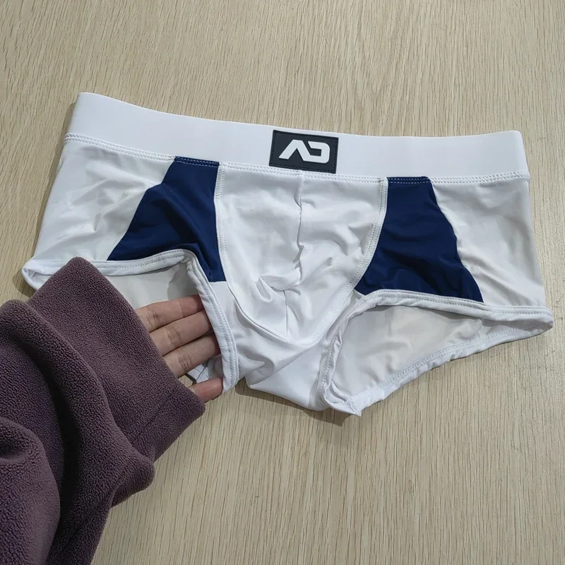 Real shot men\'s boxer panties, fashionable men\'s width, simple panties, skin-friendly ice silk