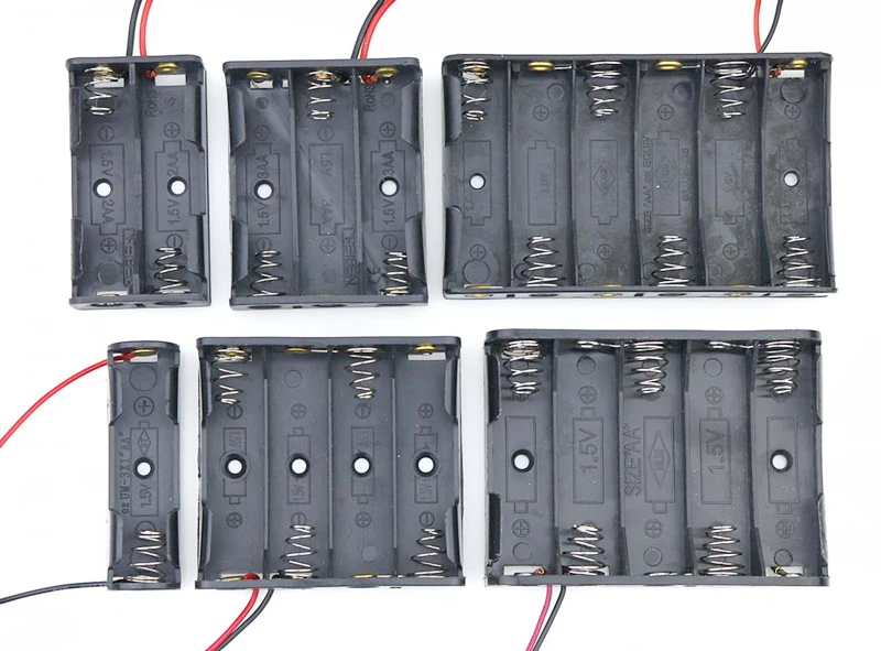 1 pcs  1.5V AA Battery Holder Case Box switch 1/ 2 / 3 / 4  / 5 / 6 slot Red Black Wire Leads