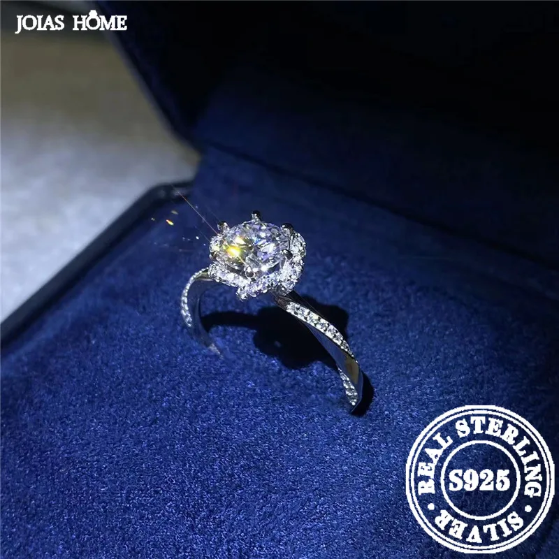 JOIAS HOME Silver 925 D Color  Moissanite Gemstone Ring Valentine's Day Gift Ring Women's Ring Proposal Couple Diamond Ring