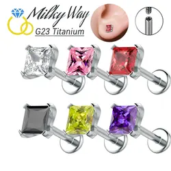 Colorful Summer G23 Titanium Piercing 16G Nose Stud Earrings Sexy Labret Ear Cartilage Helix Tragus Rings Fashion Body Jewelry