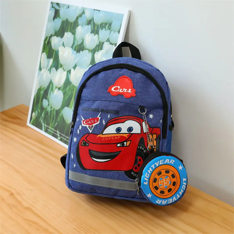 Cars Lightning McQueen Cartoon Animation Peripheral Cute Print Zipper Anti-Strangle Backpack Handsome Kindergarten Backpack Gift