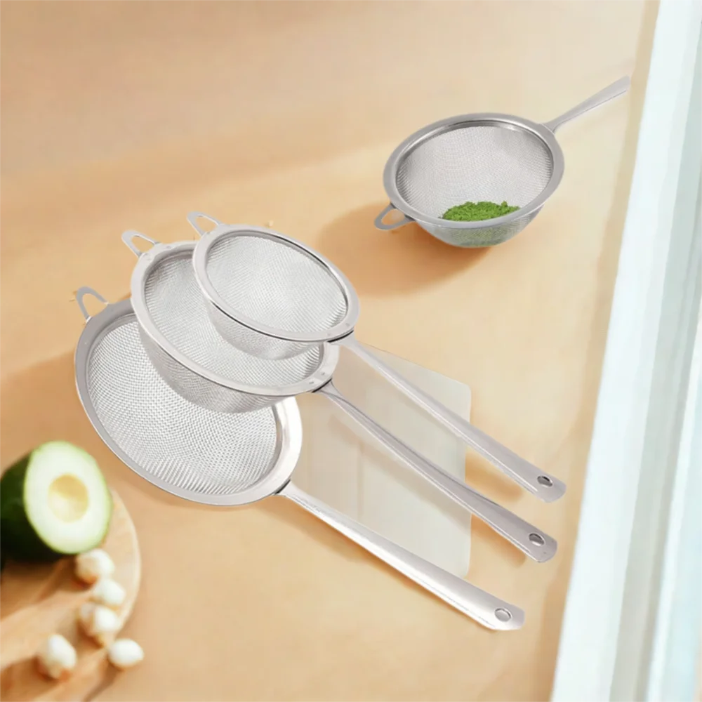 Nuevo tamiz Matcha de acero inoxidable, malla muy fina, colador de malla fina fácil de limpiar, tamices de alimentos pequeños a prueba de herrumbre para Cocina