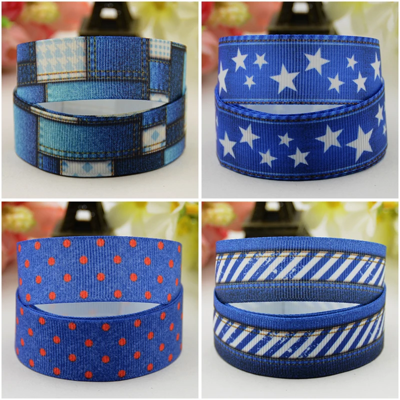 

22mm 25mm 38mm Ruban satin New Jeans style Character printed Grosgrain Ribbon DIY Hair Bows Merry Party Gift Decoration 10 Yards