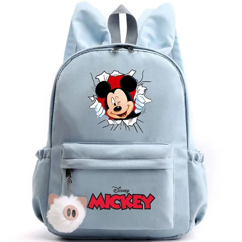 Imagen 2 del producto Mochila Mickey Minnie para niñas, niños, adolescentes, mochila informal para la escuela, mochilas de viaje con orejas de conejo, Mochila