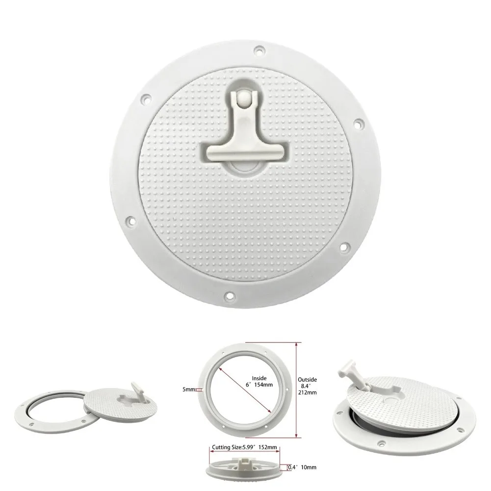 6 Inch Marine Deck For access Cover Made from Tough Nylon with Rotating Handle and Removable Panel for Harsh Environments