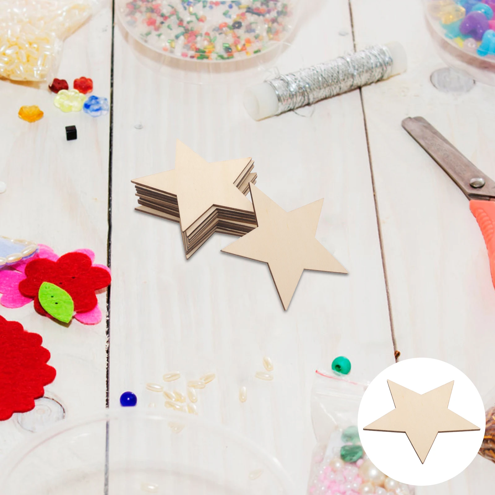 

30pcs 4.05 Inch Unfinished Wood Stars Wooden Cutouts Diy Crafts Painting Projects Family Bonding Activity
