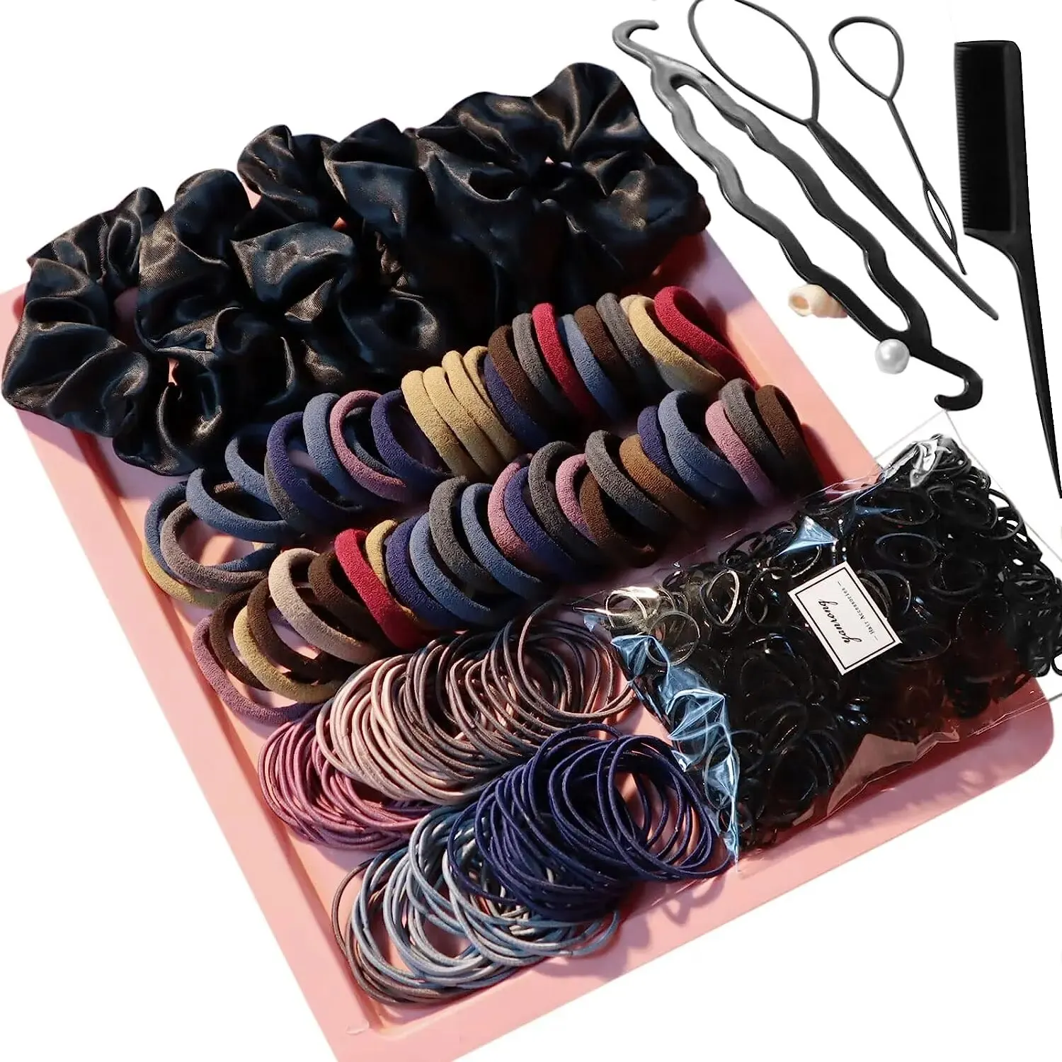 755PCS Hair Accessories Set for Women Seamless Ponytail Holders Hair Bands Scrunchies Girls Variety Rubber Bands Hair Ties