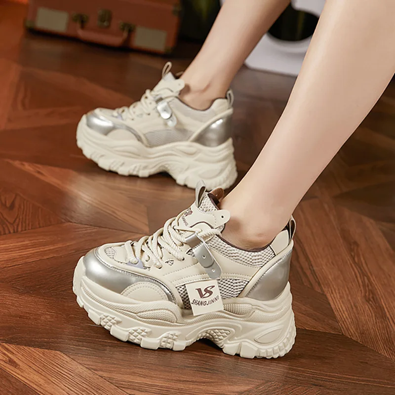 spring-women-casual-shoes-new-2025-breathable-mesh-vulcanized-sneakers-female-soft-leather-high-heels-summer-sport-dad-shoes-8cm