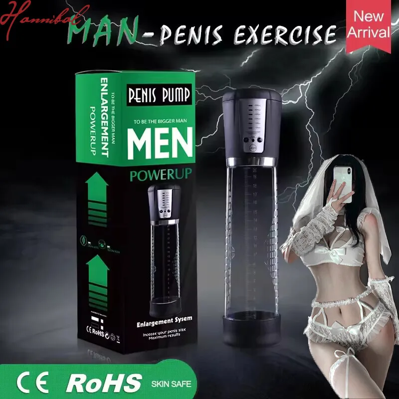 Hannibal Electric Penis Pump Masturbator Penis Extender Penile Vacuum Pump Penis Enlargement Enhancer Massager For Men Sex Toy