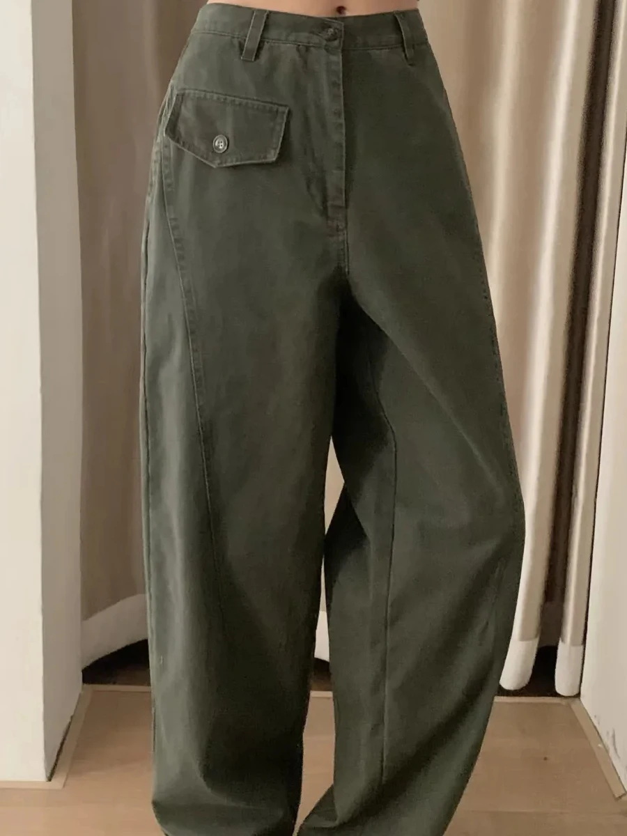American Sle Retro ket Arbeitshose Damen Gerades Bein Lässige Lange Hose 3D-Schneiderei Abnehmen Vielseitig Street Sle
