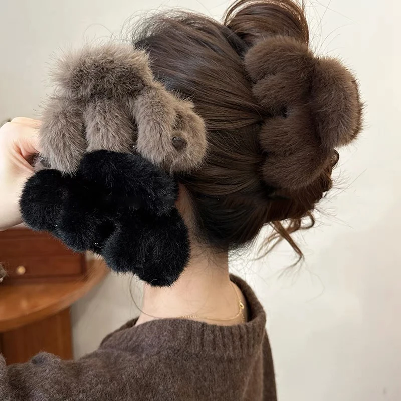 AWAYTR-garras para el pelo con forma de pata de gato de peluche, pinzas para el pelo a la moda, cangrejo para mujer y niña, accesorios para el cabello de regalo, tocados de San Valentín