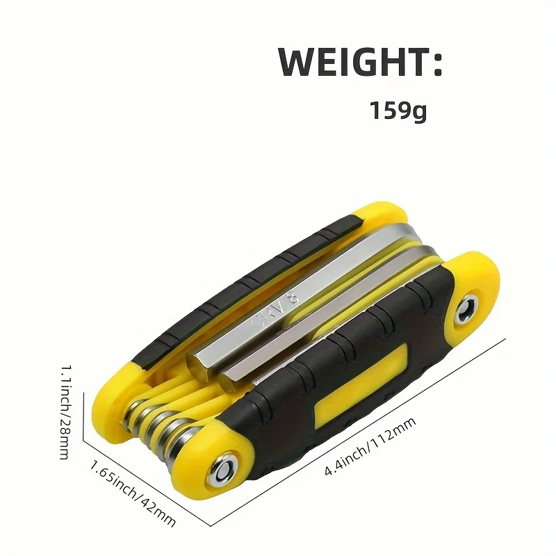 1PC Multifunctional 8 in 1 Foldable Hex Key Set Allen Wrench Rustproof High Hardness Hexagon Wrench Kit for Home Repair