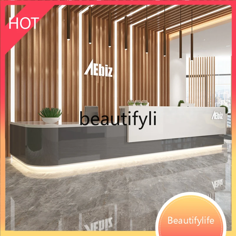 

ss Asmt14 Компания Стойка регистрации Учебный класс Окрашенная стойка регистрации Современный простой салон красоты Касса отеля Изогнутая барная стойка