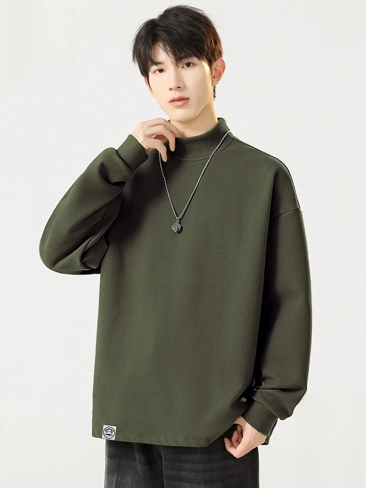 

PaulFrank Loose Fit Long Sve f High Collar Sweatirt Men's Casual Retro Base Layer irt Comfortable Polyester Blend