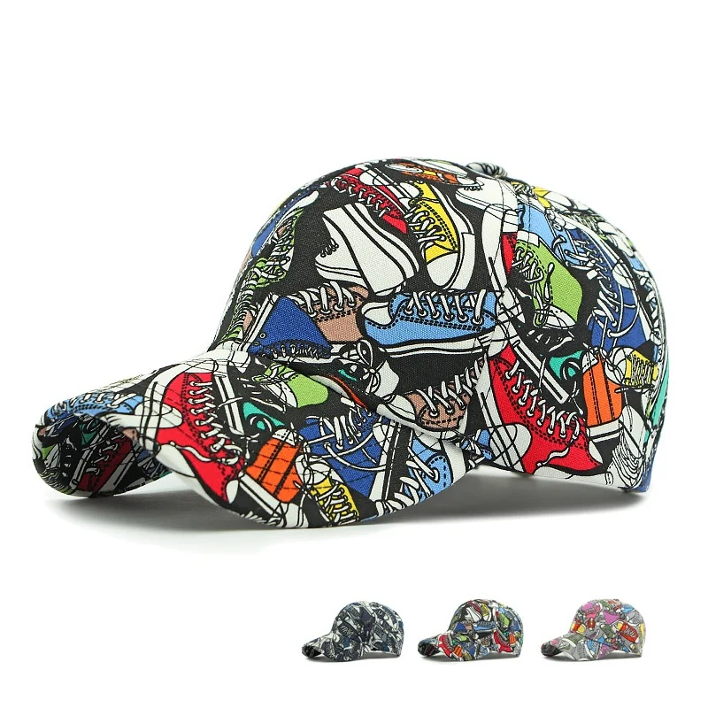 

New Graffiti Hat for Spring and Summer High-class Print Men Women Baseball Caps Hard Top Outdoor Adjustable Sunshade Hats