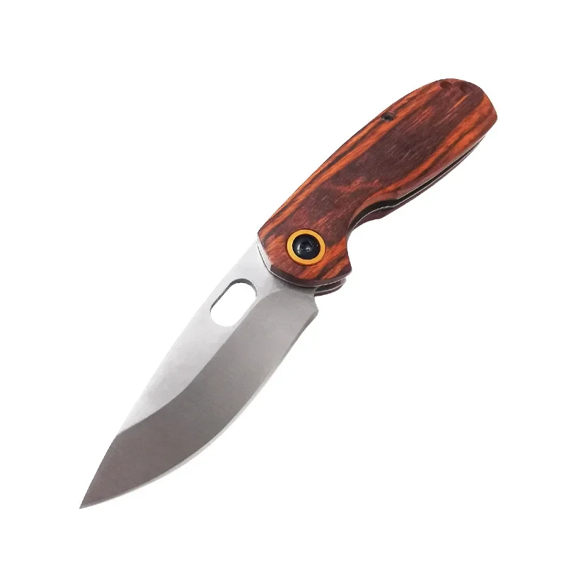 Outdoor Survival Folding Knife for Man High Hardness Portable Self Defense Military Tactical Knives Wooden Knife Handle