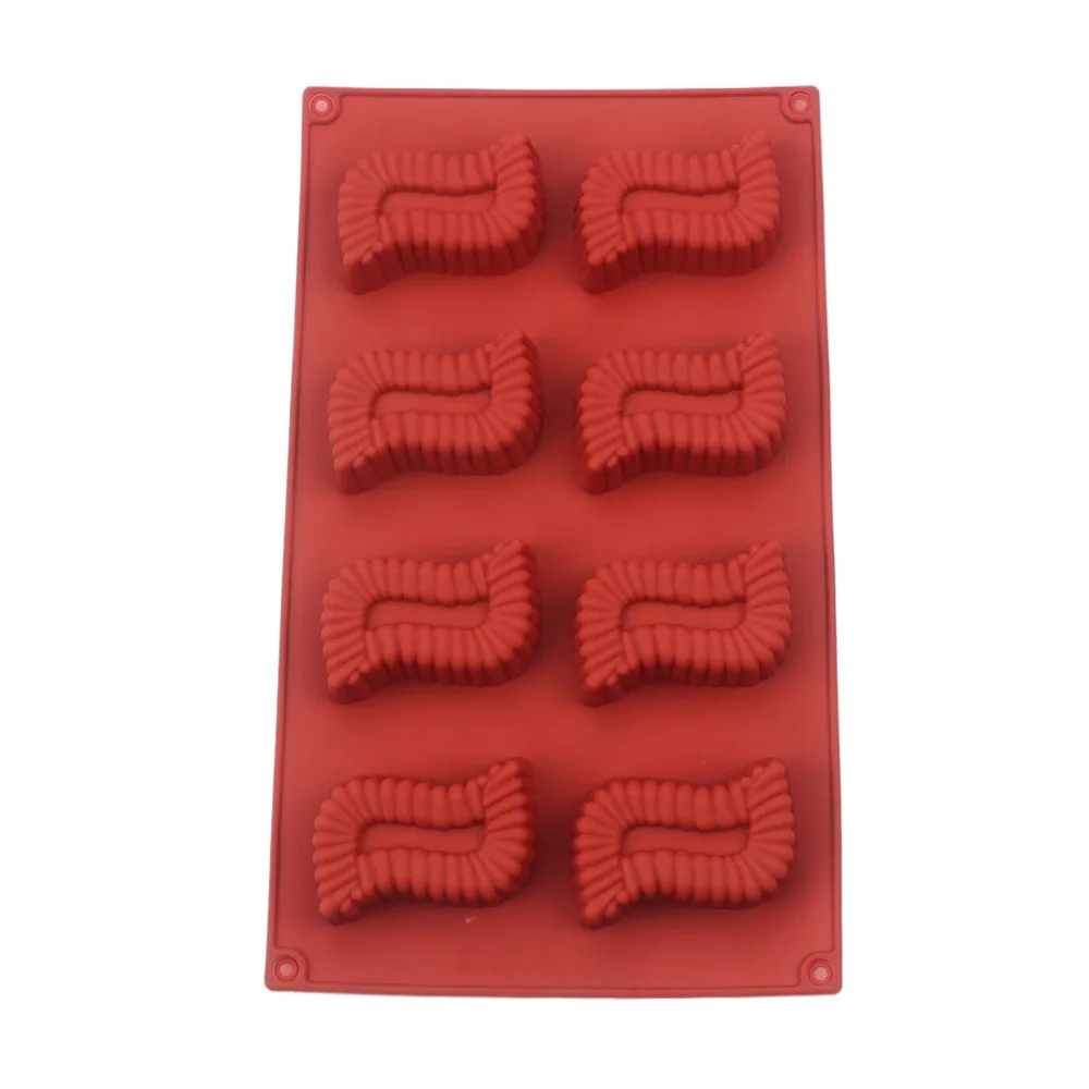 Hot Selling 8 Hole Eyebrow Shape Silicone Chocolate Mold Mousse Pastry Jelly Macaron Cake Mold Wavy Biscuit Kitchen Baking Tools
