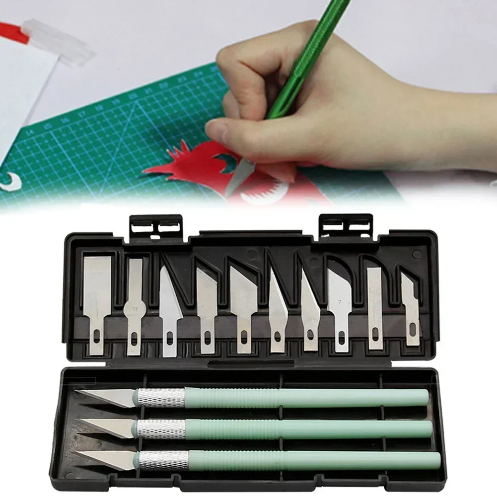 13Pcs/Set Art Carving Cutter With Box Paper Sticker Cutter Wood Carving Knife Blade Precision Engraving Cutter DIY Hand Tool