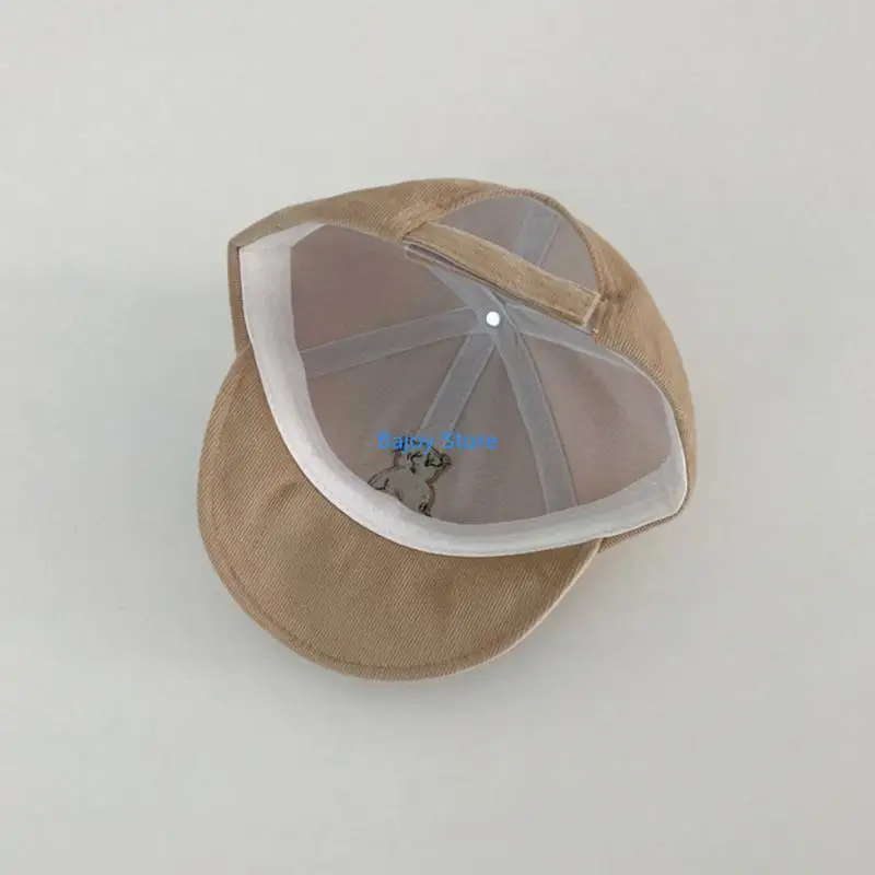 

63HE Baby Baseball Infant Sun Hat with Cartoon Bear Embroidery Pattern Stylish Toddlers Bonnet Windproof for Outdoor