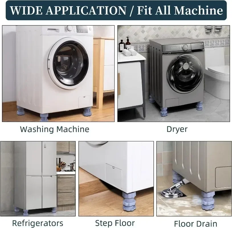 Coussinets de pieds universels pour Machine à laver, hauteur réglable, Anti-Vibration, Base de réfrigérateur, supports de Support fixes antidérapants