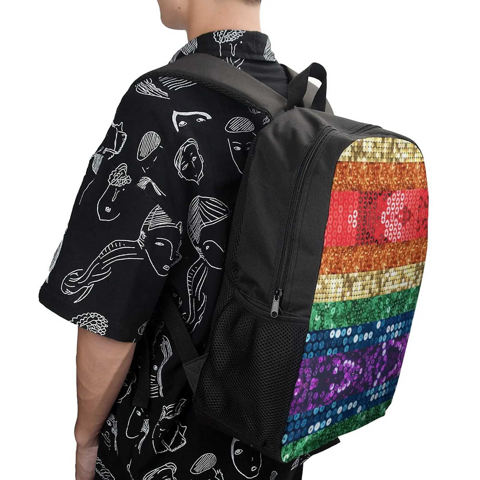 3 in 1 Set 17 Inch Backpack Lunch Bag Pen Bag Sequin Pride Flag Lasting Hot Sale Cozy Sports Activities Blanket Roll