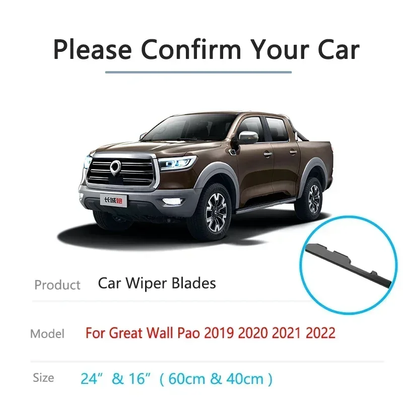 For GWM Poer Great Wall Pao P Series Cannon Ute Ruman and Sucan 2019 2020 2021 2022 Car Washers Parts Accessories Wiper Blades