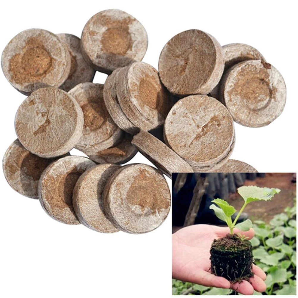 20Pcs Peat Pellets Compressed 3cm Starter Plugs Easy Operate Fast Breeding Plant Cultivation Nursery Peat Soil