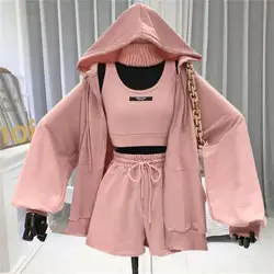 Engineered Full Zip Hoodie Fashionable Comfortable Women's Activewear Set Hoodie Sweatshirt Shorts Suit for Sports for Spring